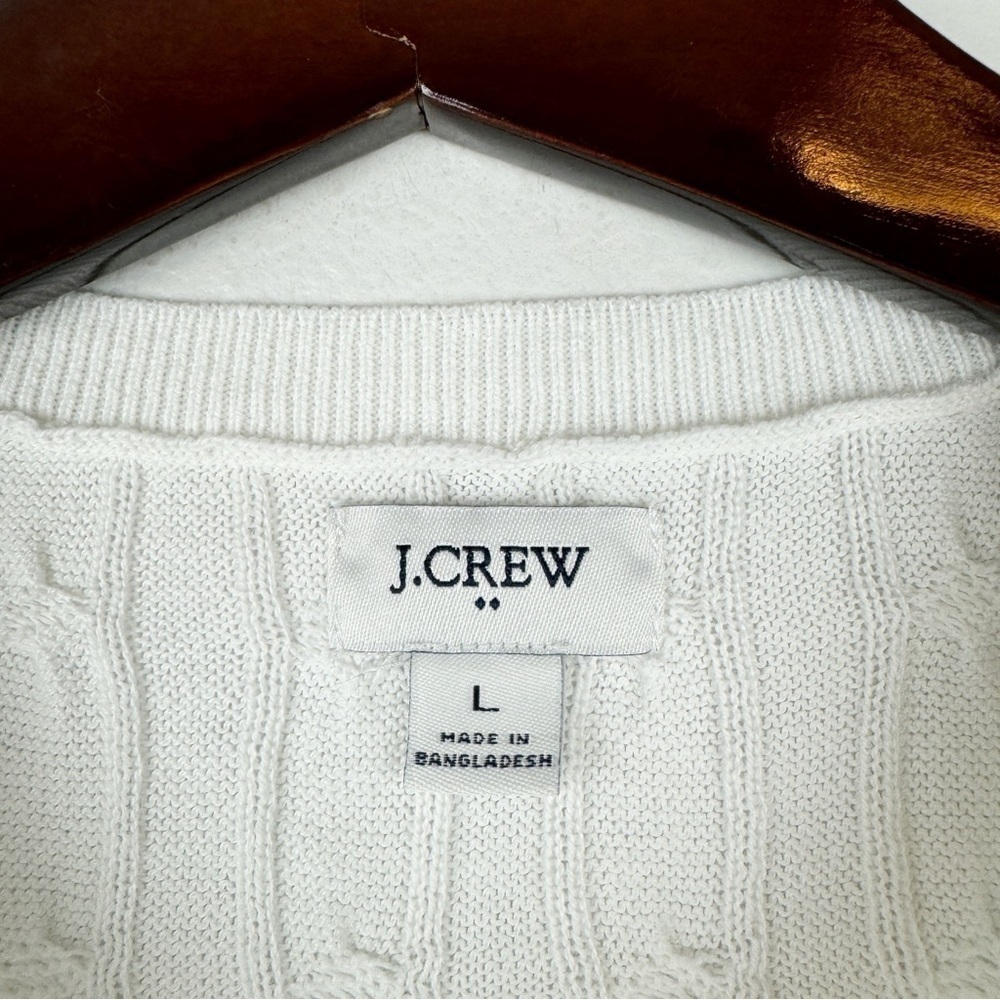 J. Crew Lightweight Cotton Cable Sleeveless Sweater Shell White Size L - Picture 4 of 5